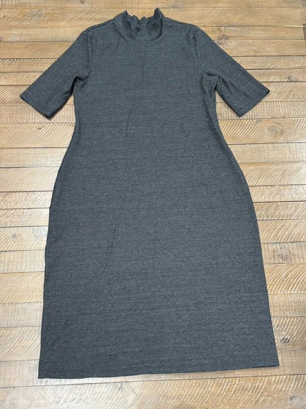 Mohnton Made Ribbed Mock Neck 3/4 Sleeve Bodycon Dress - Size XXL - Made In USA